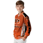 customized cincinnati bengals hexagon grid orange varsity jacket best selling.webp