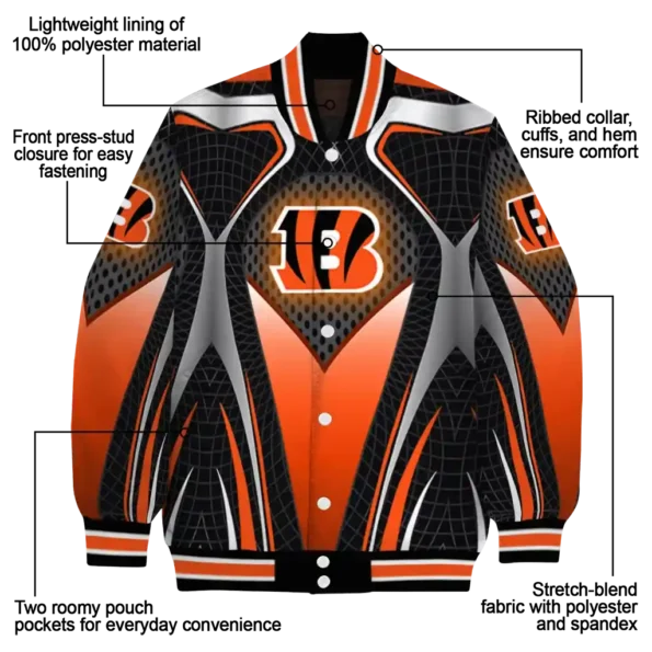 customized cincinnati bengals mesh chest black crocs black varsity jacket new arrival.webp