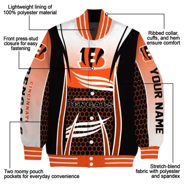 customized cincinnati bengals mesh effect orange black varsity jacket new arrival.webp