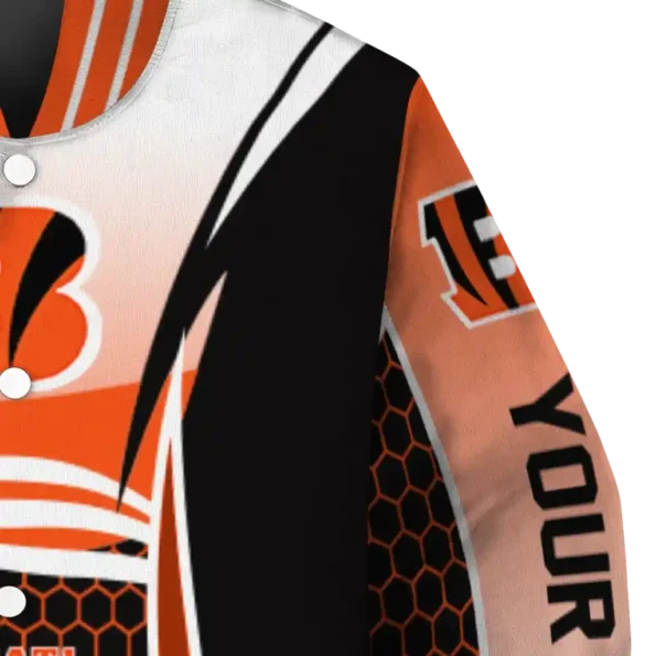 customized cincinnati bengals mesh effect orange black varsity jacket premium grade.webp