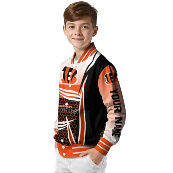 customized cincinnati bengals mesh effect orange black varsity jacket trendy.webp