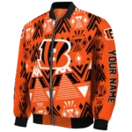 customized cincinnati bengals pyramid shapes orange bomber jacket best selling