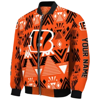 customized cincinnati bengals pyramid shapes orange bomber jacket best selling