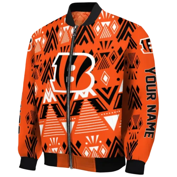 customized cincinnati bengals pyramid shapes orange bomber jacket best selling