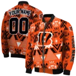 customized cincinnati bengals pyramid shapes orange bomber jacket best selling