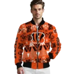 customized cincinnati bengals pyramid shapes orange bomber jacket best selling