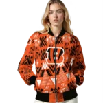 customized cincinnati bengals pyramid shapes orange bomber jacket best selling