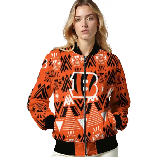 customized cincinnati bengals pyramid shapes orange bomber jacket latest model