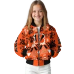 customized cincinnati bengals pyramid shapes orange bomber jacket best selling