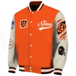 customized cincinnati bengals razorback outline orange nude varsity jacket best selling.webp