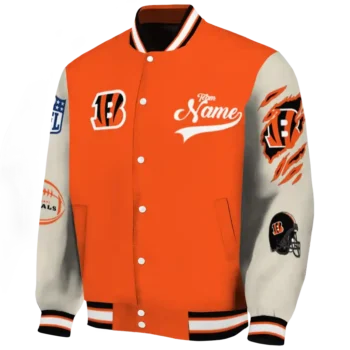 customized cincinnati bengals razorback outline orange nude varsity jacket best selling.webp