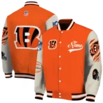 customized cincinnati bengals razorback outline orange nude varsity jacket best selling.webp