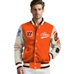 customized cincinnati bengals razorback outline orange nude varsity jacket best selling.webp