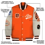 customized cincinnati bengals razorback outline orange nude varsity jacket best selling.webp