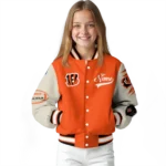 customized cincinnati bengals razorback outline orange nude varsity jacket best selling.webp
