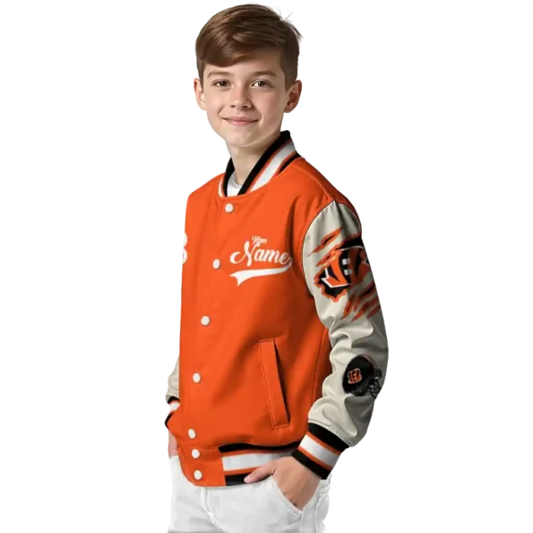 customized cincinnati bengals razorback outline orange nude varsity jacket trendy.webp