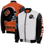 customized cincinnati bengals speckled arms orange gray bomber jacket best selling