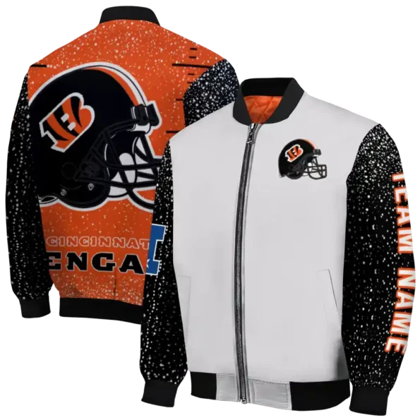 customized cincinnati bengals speckled arms orange gray bomber jacket fashion forward