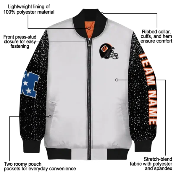 customized cincinnati bengals speckled arms orange gray bomber jacket new arrival
