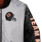 customized cincinnati bengals speckled arms orange gray bomber jacket best selling