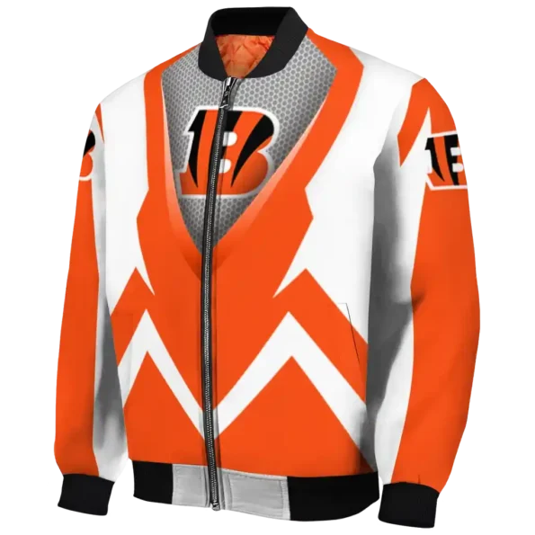 customized cincinnati bengals v stripes orange white bomber jacket best selling