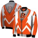 customized cincinnati bengals v stripes orange white bomber jacket best selling