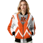 customized cincinnati bengals v stripes orange white bomber jacket best selling