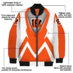 customized cincinnati bengals v stripes orange white bomber jacket best selling