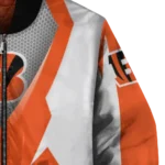 customized cincinnati bengals v stripes orange white bomber jacket best selling