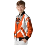 customized cincinnati bengals v stripes orange white bomber jacket best selling