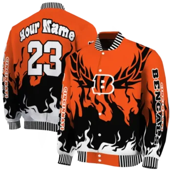 customized cincinnati bengals winged blaze orange white varsity jacket fashion forward.webp