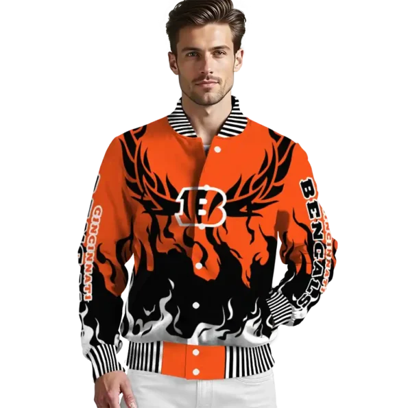 customized cincinnati bengals winged blaze orange white varsity jacket high quality.webp