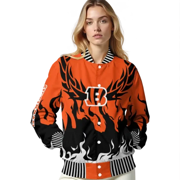customized cincinnati bengals winged blaze orange white varsity jacket latest model.webp