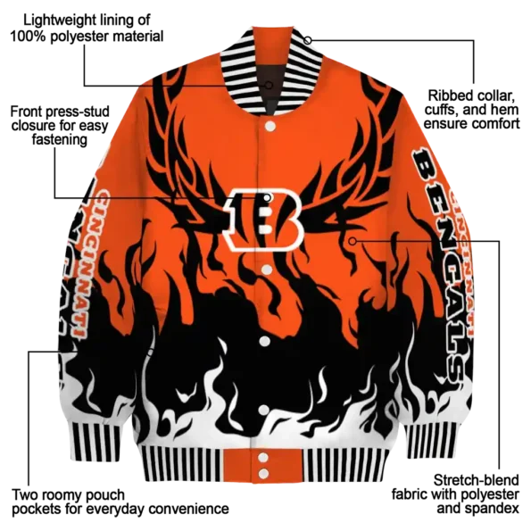 customized cincinnati bengals winged blaze orange white varsity jacket new arrival.webp