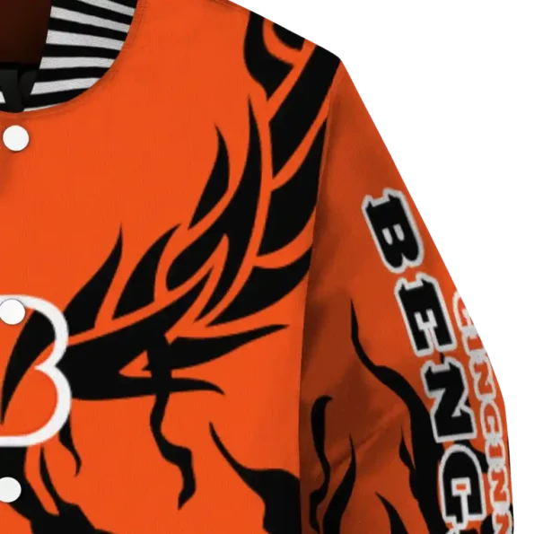 customized cincinnati bengals winged blaze orange white varsity jacket premium grade.webp