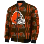 customized cleveland browns bolt stripe brown bomber jacket best selling