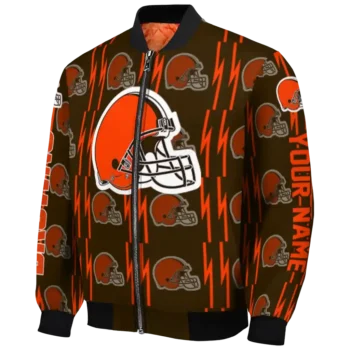 customized cleveland browns bolt stripe brown bomber jacket best selling