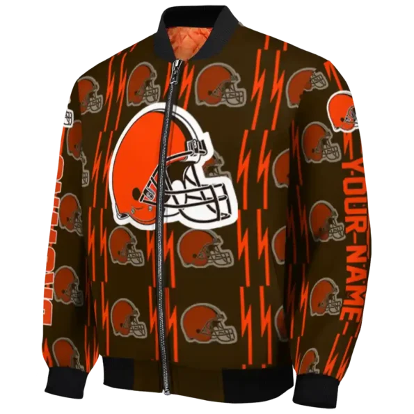 customized cleveland browns bolt stripe brown bomber jacket best selling