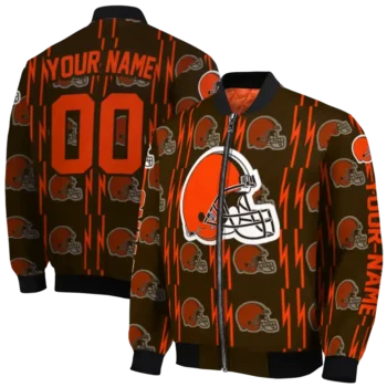 customized cleveland browns bolt stripe brown bomber jacket fashion forward