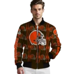 customized cleveland browns bolt stripe brown bomber jacket best selling