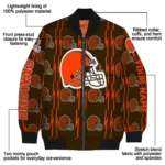 customized cleveland browns bolt stripe brown bomber jacket best selling