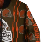 customized cleveland browns bolt stripe brown bomber jacket best selling