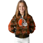 customized cleveland browns bolt stripe brown bomber jacket best selling