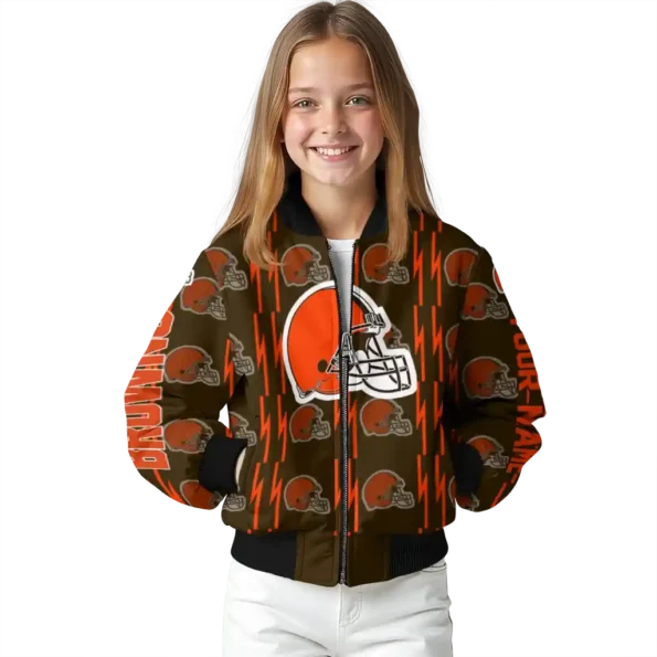 customized cleveland browns bolt stripe brown bomber jacket top rated