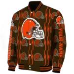 customized cleveland browns bolt stripe brown varsity jacket best selling.webp