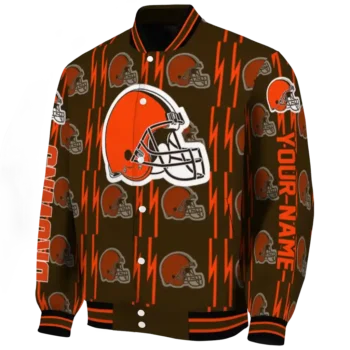 customized cleveland browns bolt stripe brown varsity jacket best selling.webp