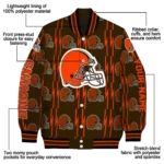 customized cleveland browns bolt stripe brown varsity jacket best selling.webp