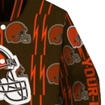 customized cleveland browns bolt stripe brown varsity jacket best selling.webp