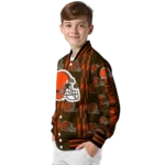 customized cleveland browns bolt stripe brown varsity jacket best selling.webp