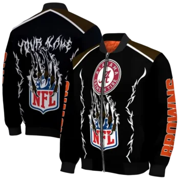 customized cleveland browns claw blood brown black bomber jacket fashion forward
